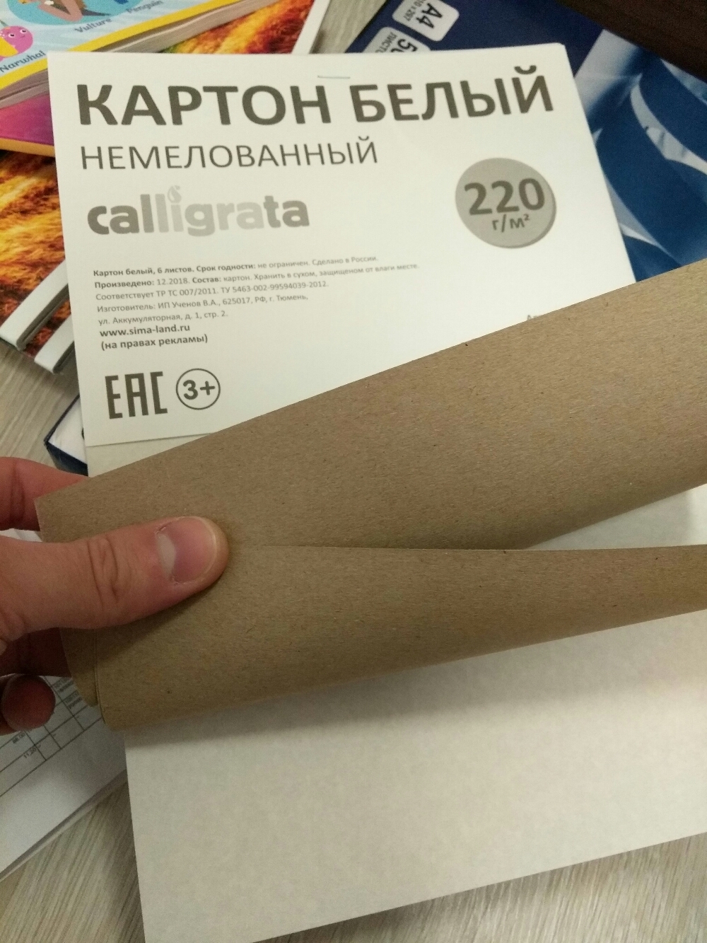 Фотография покупателя товара Картон белый А4, 6 листов, 190 г/м2 Calligrata, немелованный на скобе, ЭКОНОМ - Фото 13