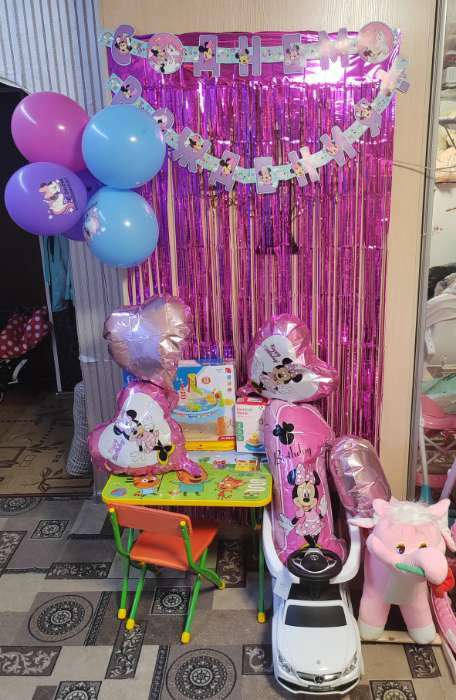 Фотография покупателя товара Шар воздушный "С Днем рождения!", 12 дюйм, латексный, 5 штук, Минни Маус и единорог