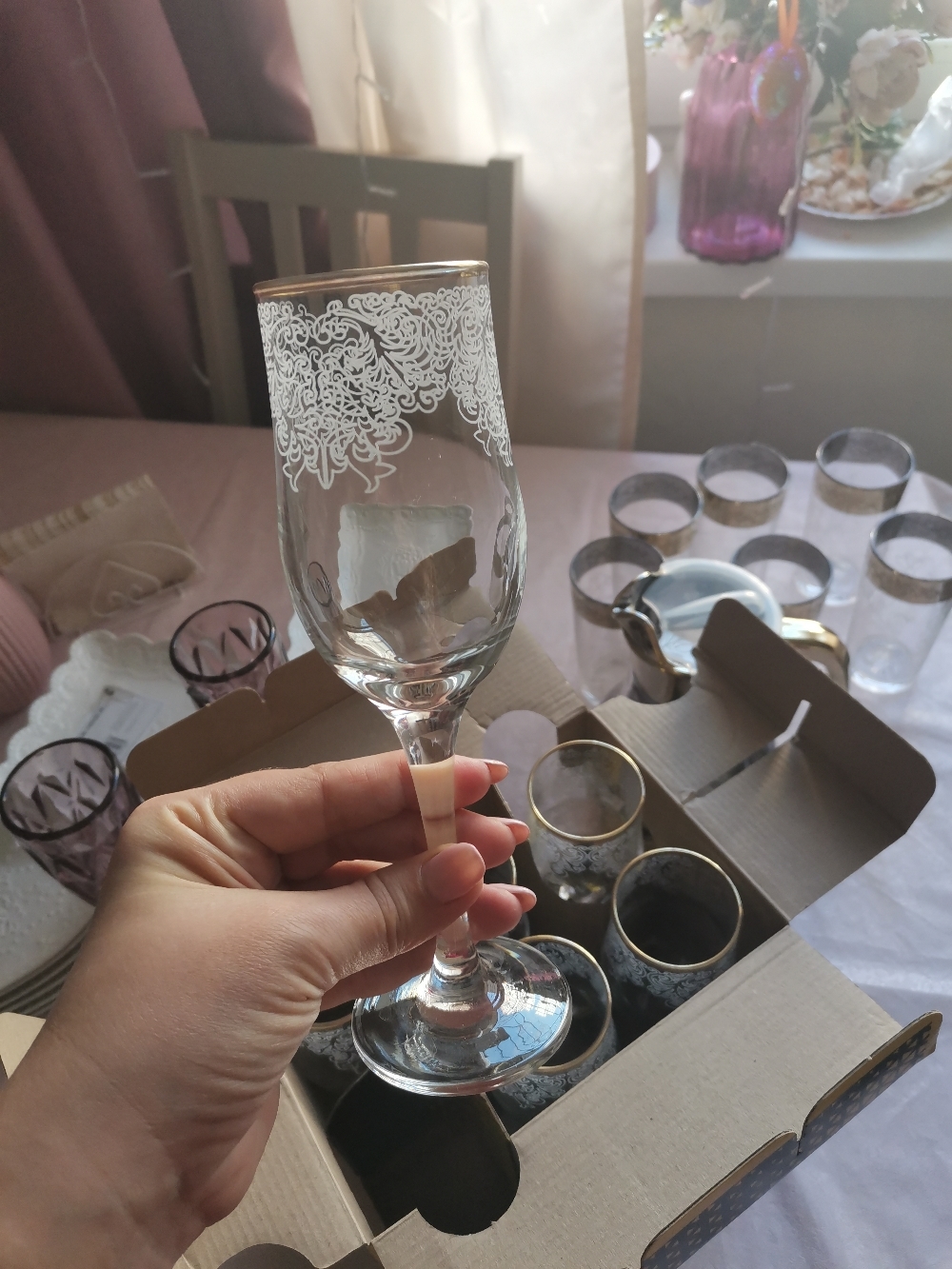 Фотография покупателя товара Набор бокалов для шампанского «Боярский», стеклянный, 200 мл, 6 шт - Фото 5