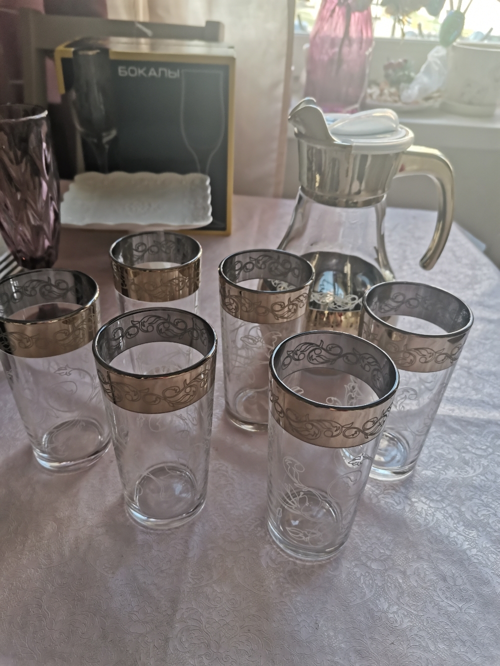 Фотография покупателя товара Набор питьевой «Флора», 7 предметов: кувшин 1 л, стакан 230 мл, с гравировкой и напылением, 6 шт, микс - Фото 1