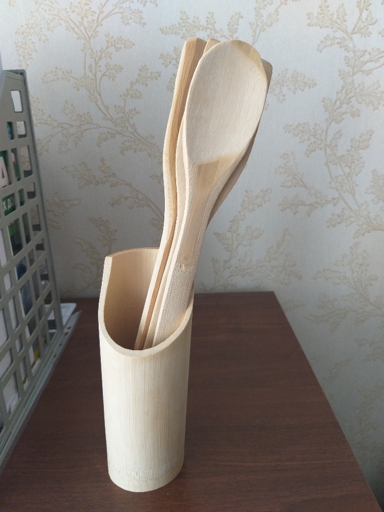 Фотография покупателя товара Набор кухонных принадлежностей «Бамбуковый лес», 3 предмета на подставке: 2 лопатки, ложка - Фото 16