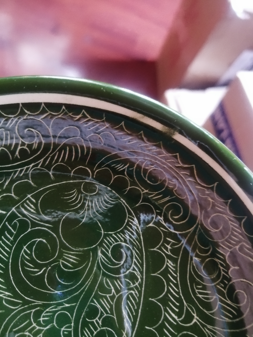 Фотография покупателя товара Тарелка Риштанская Керамика "Узоры", зелёная, плоская, 15 см - Фото 4