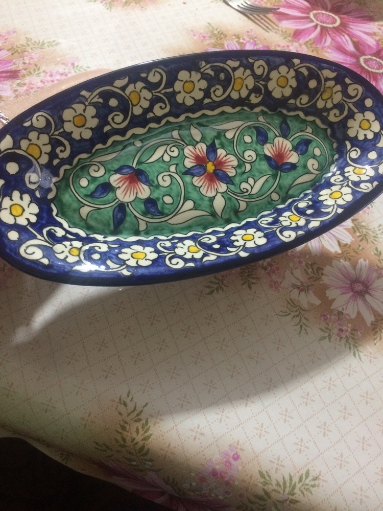 Фотография покупателя товара Селёдочница Риштанская Керамика "Цветы", 24 см, синяя, микс