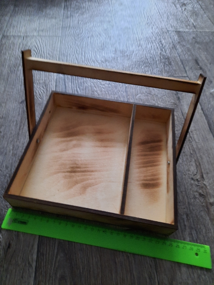 Фотография покупателя товара Кашпо деревянное 25×23×4.5 см "Макарунас Лайт", ручка (складная), обжиг Дарим Красиво - Фото 1