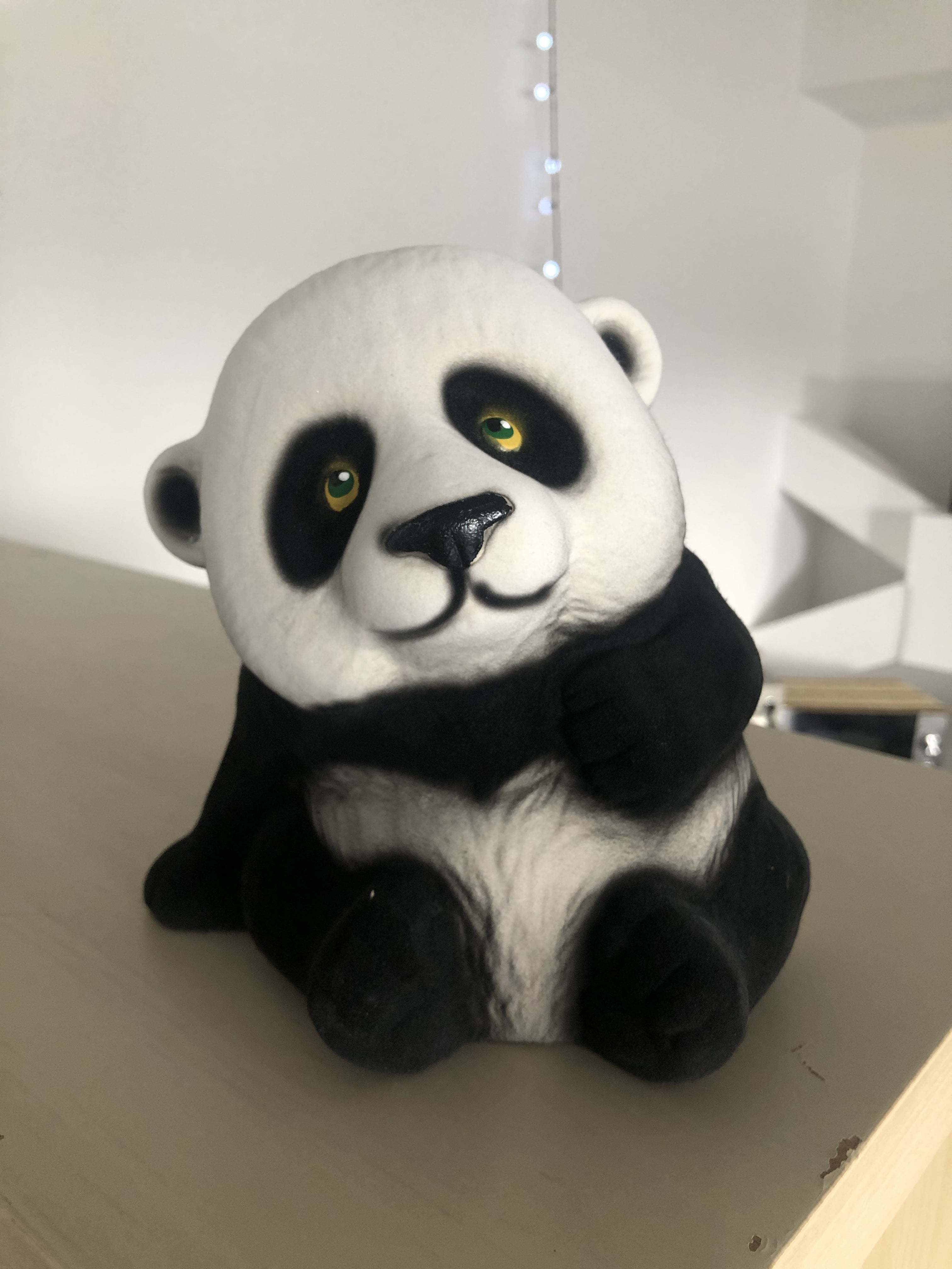 Фотография покупателя товара Копилка "Панда", флок, чёрный цвет, 19 см - Фото 5
