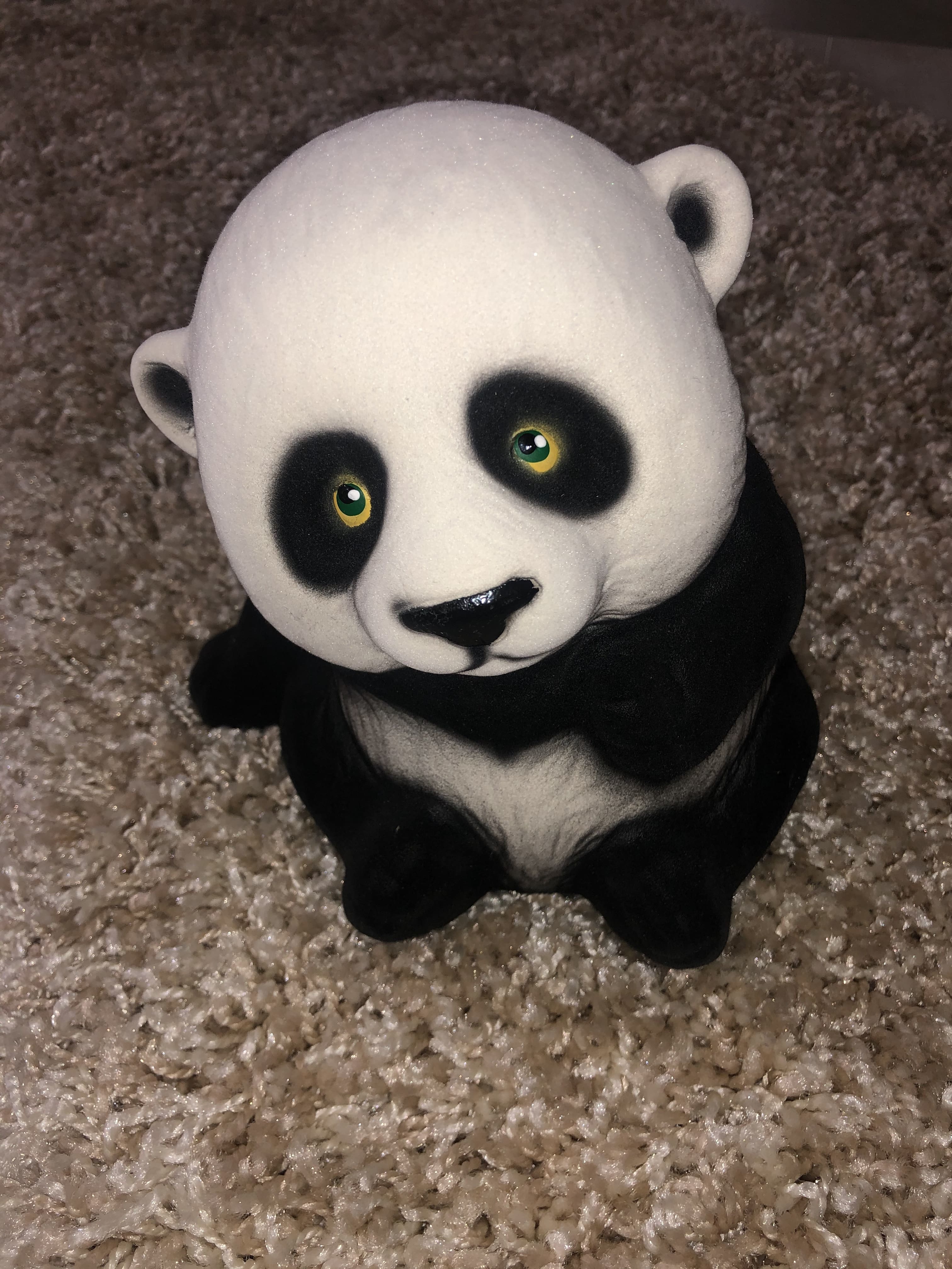 Фотография покупателя товара Копилка "Панда", флок, чёрный цвет, 19 см - Фото 6