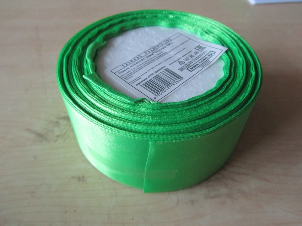 Фотография покупателя товара Лента атласная, 40 мм × 23 ± 1 м, цвет весенне-зелёный №52 - Фото 3