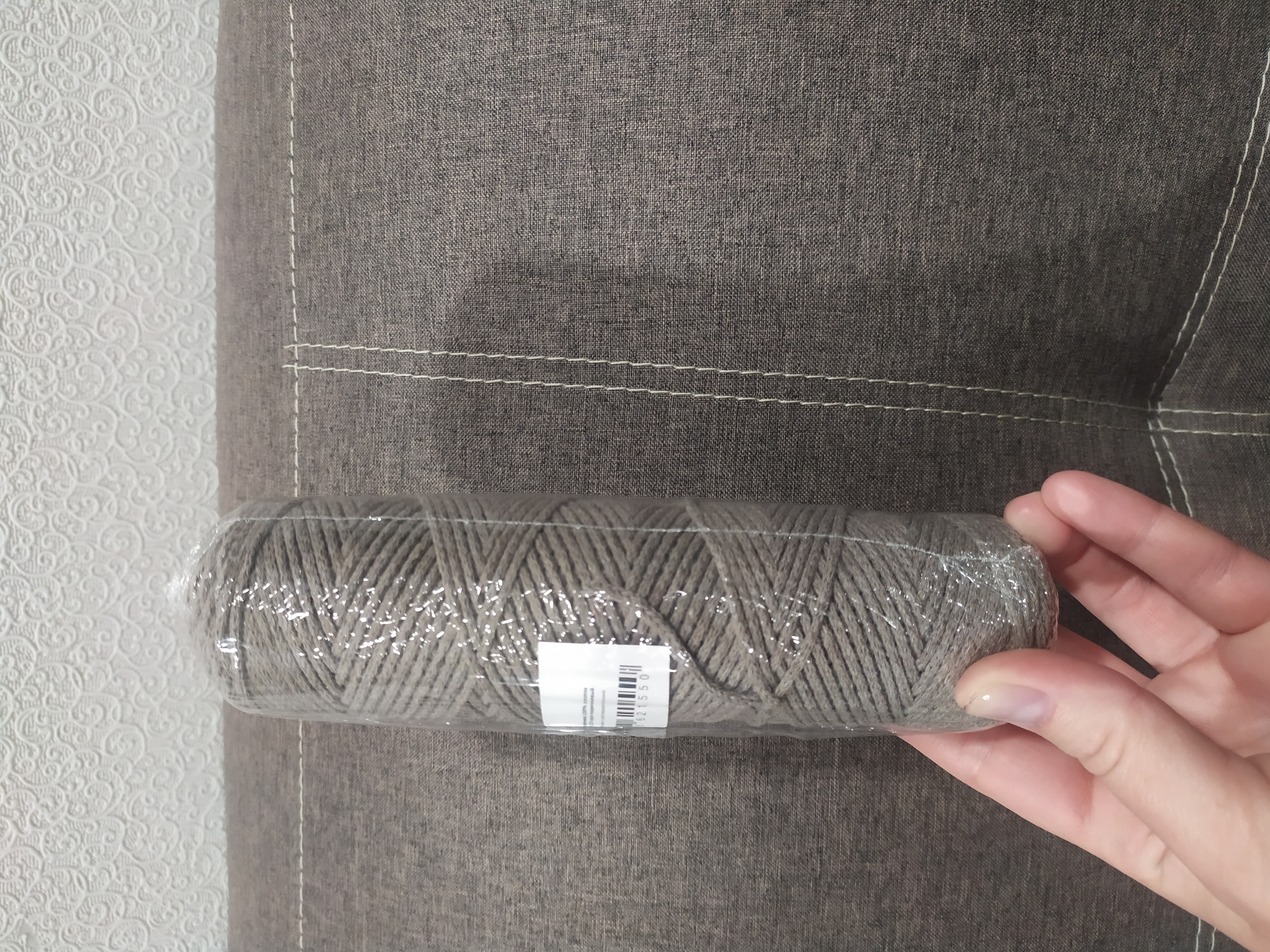 Фотография покупателя товара Шнур для вязания без сердечника 100% хлопок, ширина 2мм 100м/95гр (коричневый) - Фото 2