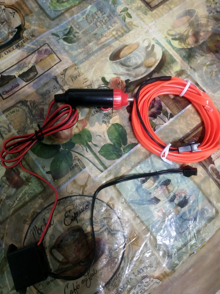 Фотография покупателя товара Неоновая нить Cartage для подсветки салона, адаптер питания 12 В, 2 м, красный - Фото 22