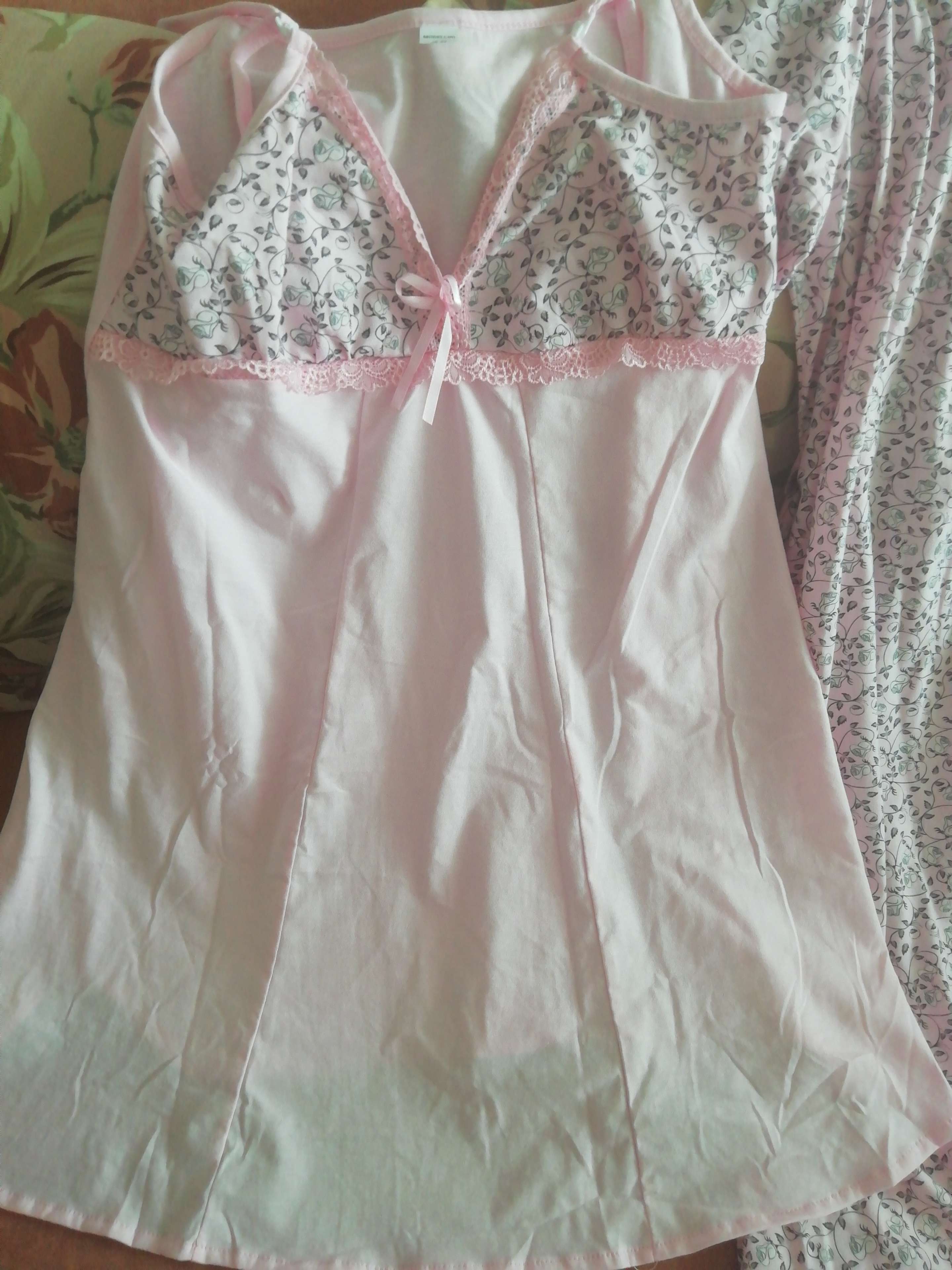Фотография покупателя товара Комплект для беременных и кормящих (сорочка, халат) цвет розовый, принт МИКС, размер 48 - Фото 6