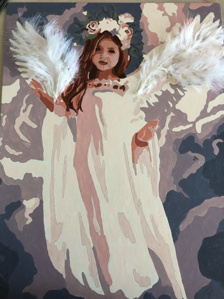 Фотография покупателя товара Картина по номерам с дополнительными элементами «Ангел в облаках», 30х40 см - Фото 3