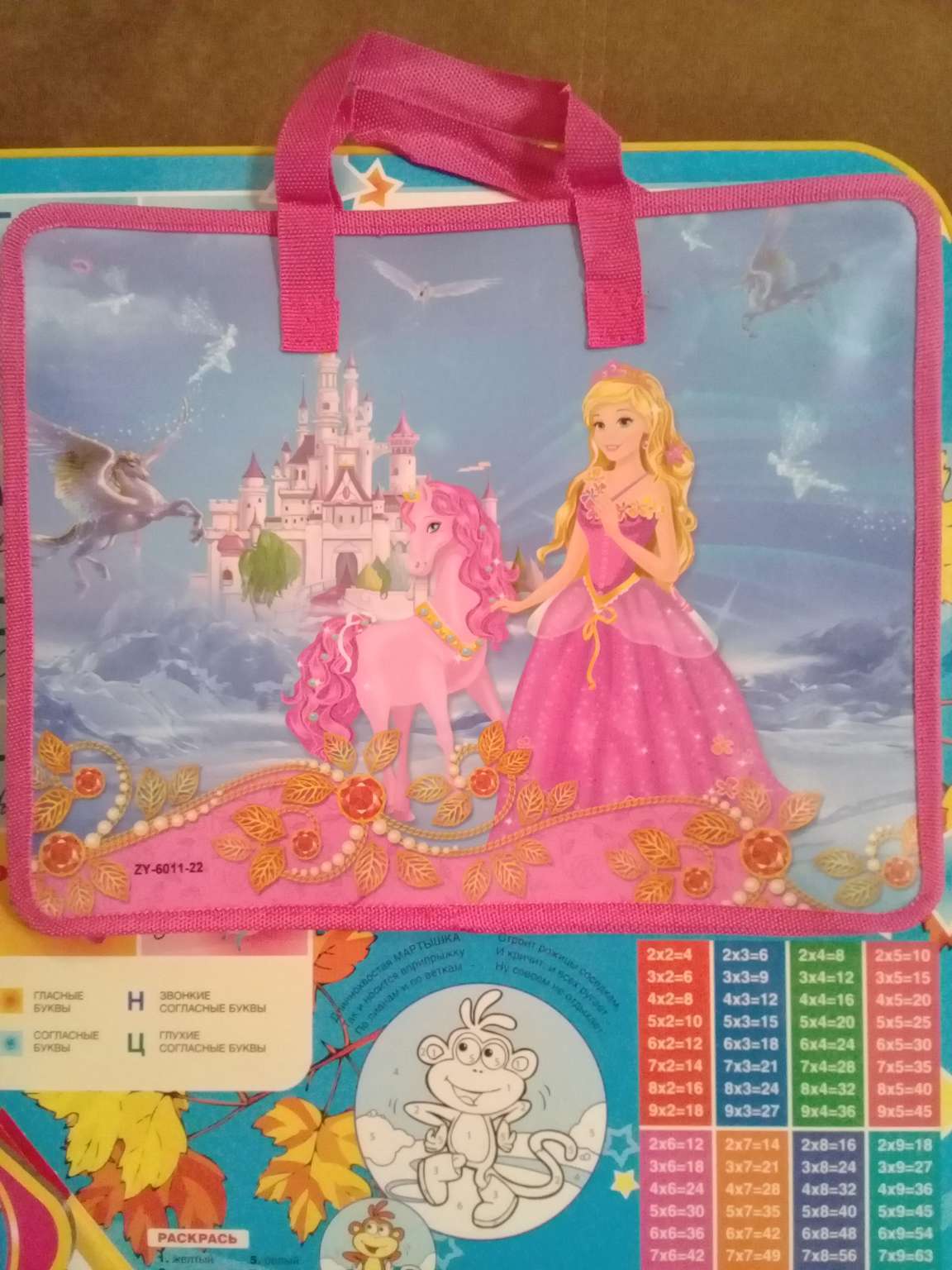 Фотография покупателя товара Папка-сумочка А4 детская на молнии, с ручками, со сплошным рисунком, микс