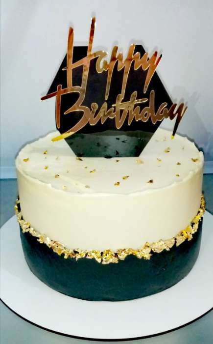 Фотография покупателя товара Топпер «С днём рождения», цвет чёрно-золотой - Фото 1