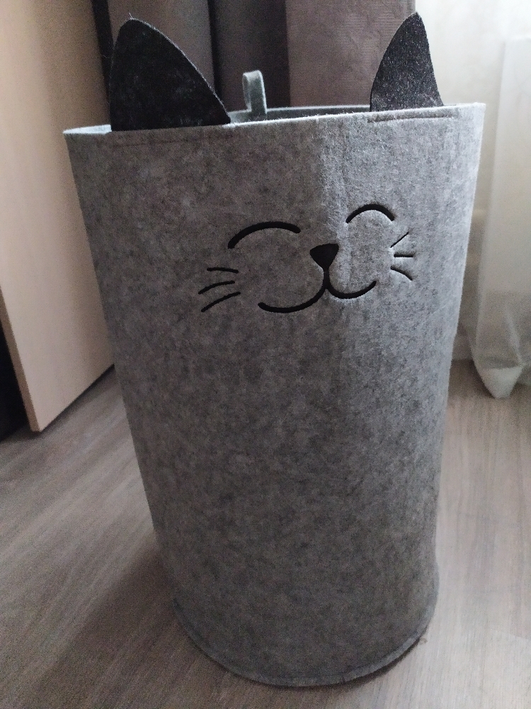 Фотография покупателя товара Корзина для хранения Funny «Котик», цвет серый - Фото 7