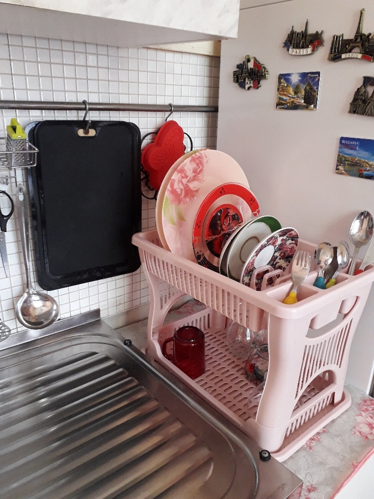 Фотография покупателя товара Сушилка для посуды 2-х ярусная, цвет чайная роза - Фото 1