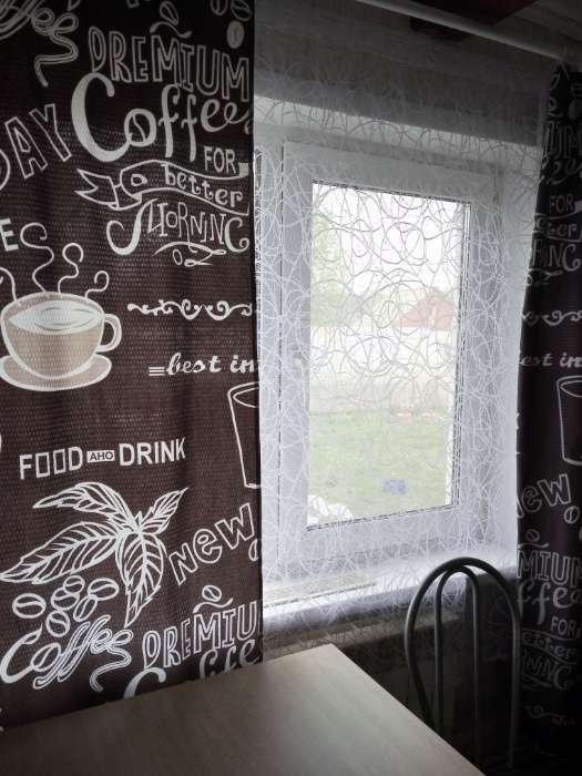 Фотография покупателя товара Тюль на кухню без шторной ленты, размер 165х170см, цвет белый, 100% полиэстер - Фото 1