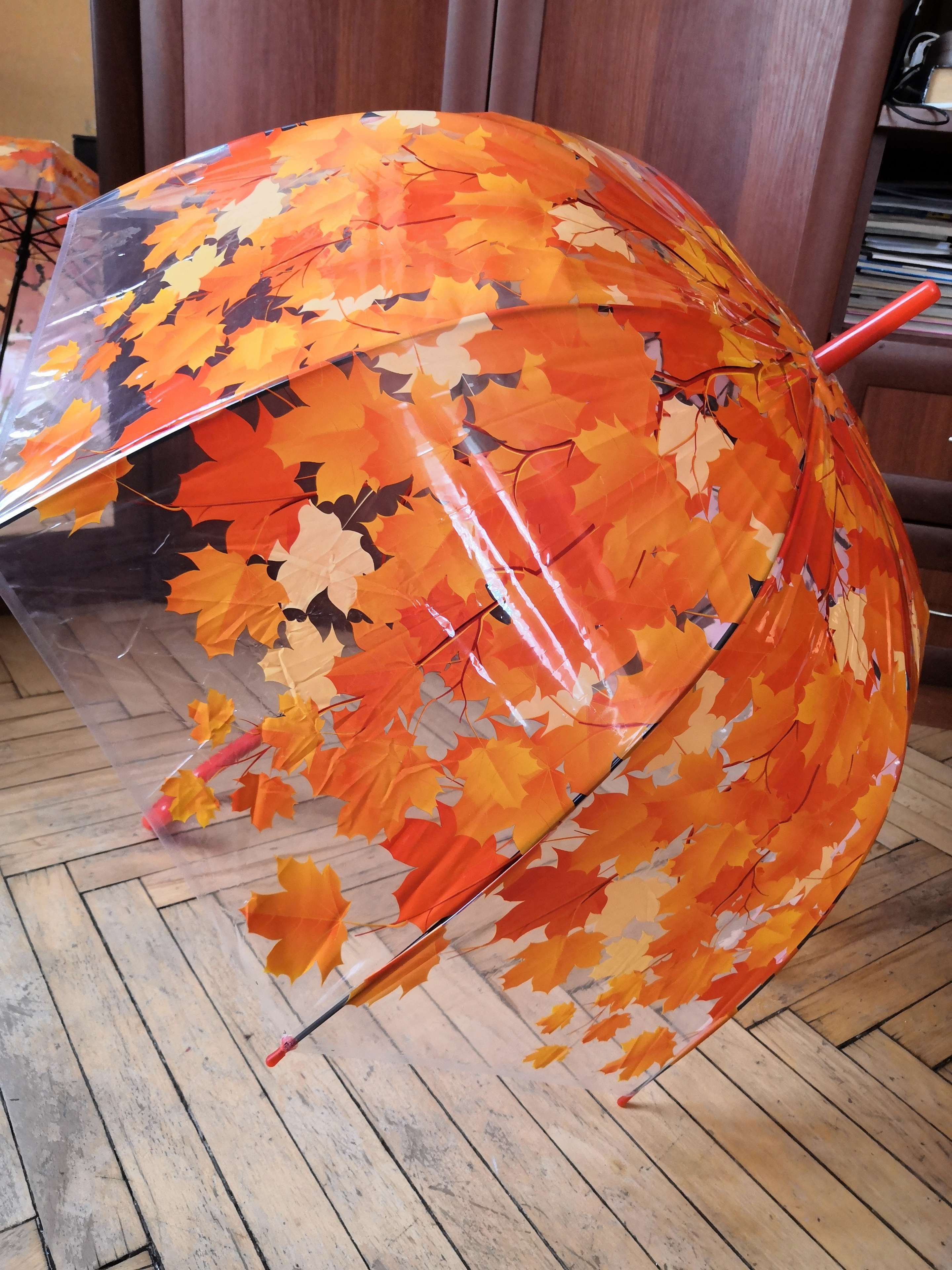 Фотография покупателя товара Зонт - трость полуавтоматический «Листопад», 8 спиц, R = 40 см, цвет оранжевый - Фото 2