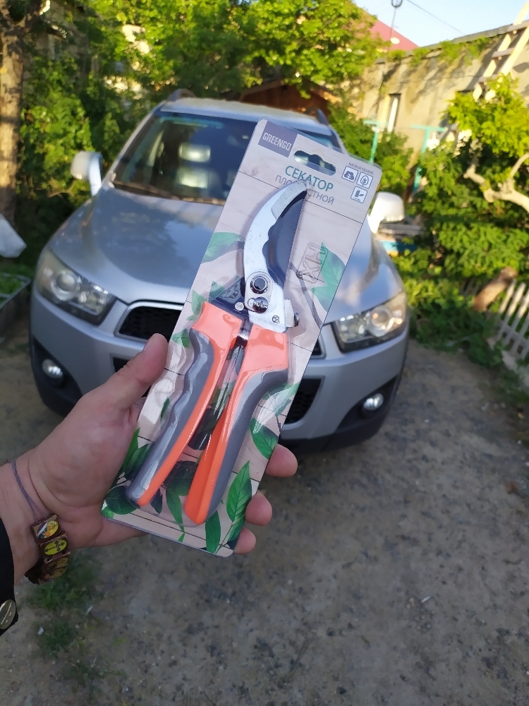 Фотография покупателя товара Секатор плоскостной, 9" (23 см), с пластиковыми ручками, Greengo - Фото 5