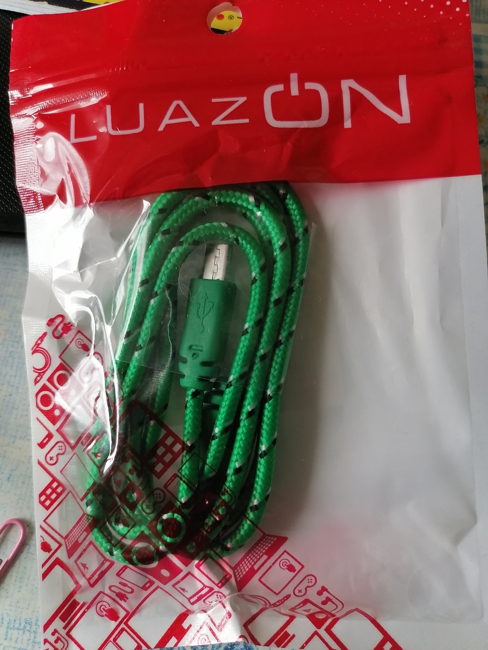 Фотография покупателя товара Кабель Luazon, microUSB - USB, 1 А, 0,9 м, оплётка нейлон, зелёный - Фото 1
