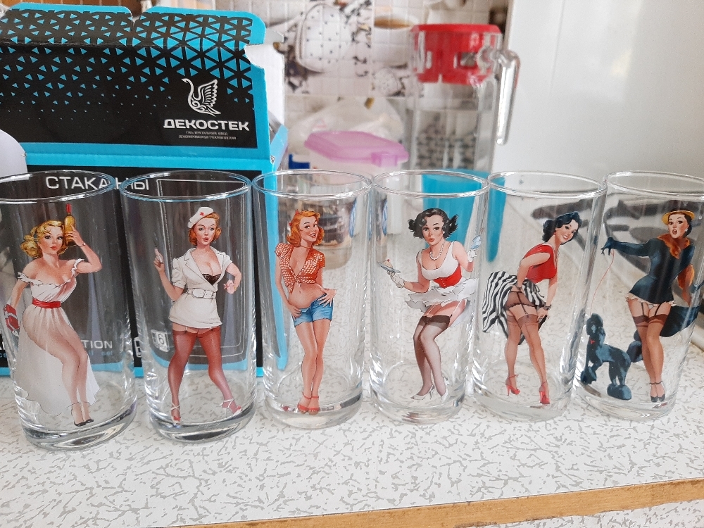 Фотография покупателя товара Набор стаканов Pin-up girls, стеклянный, 280 мл, 6 шт, микс - Фото 8