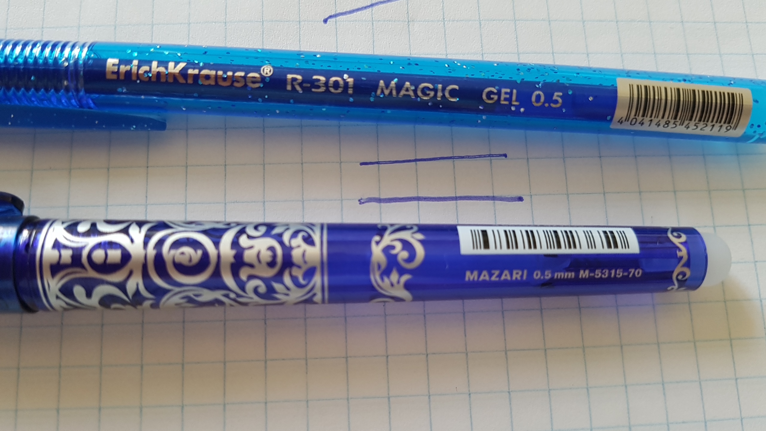 Фотография покупателя товара Ручка гелевая со стираемыми чернилами Mazari Jumbo Victorian, пишущий узел 0.5 мм, пулевидный, чернила синие - Фото 1