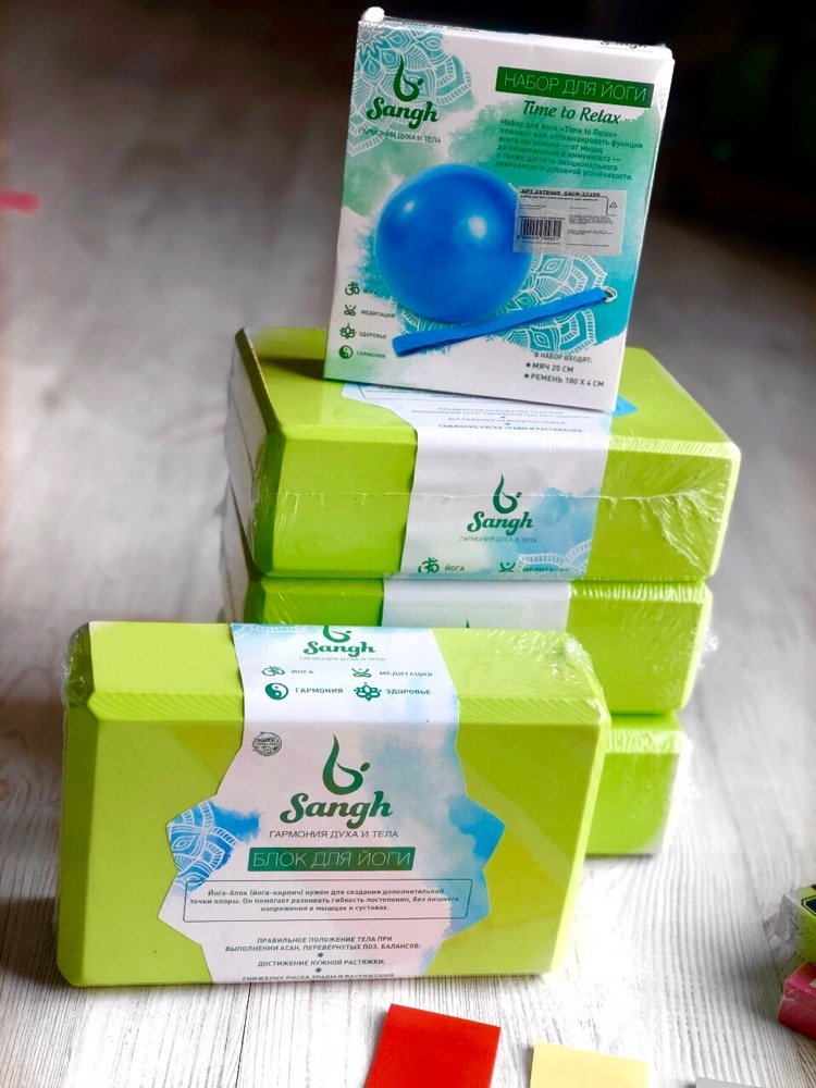 Фотография покупателя товара Блок для йоги Sangh, 23х15х8 см, цвет зелёный - Фото 10