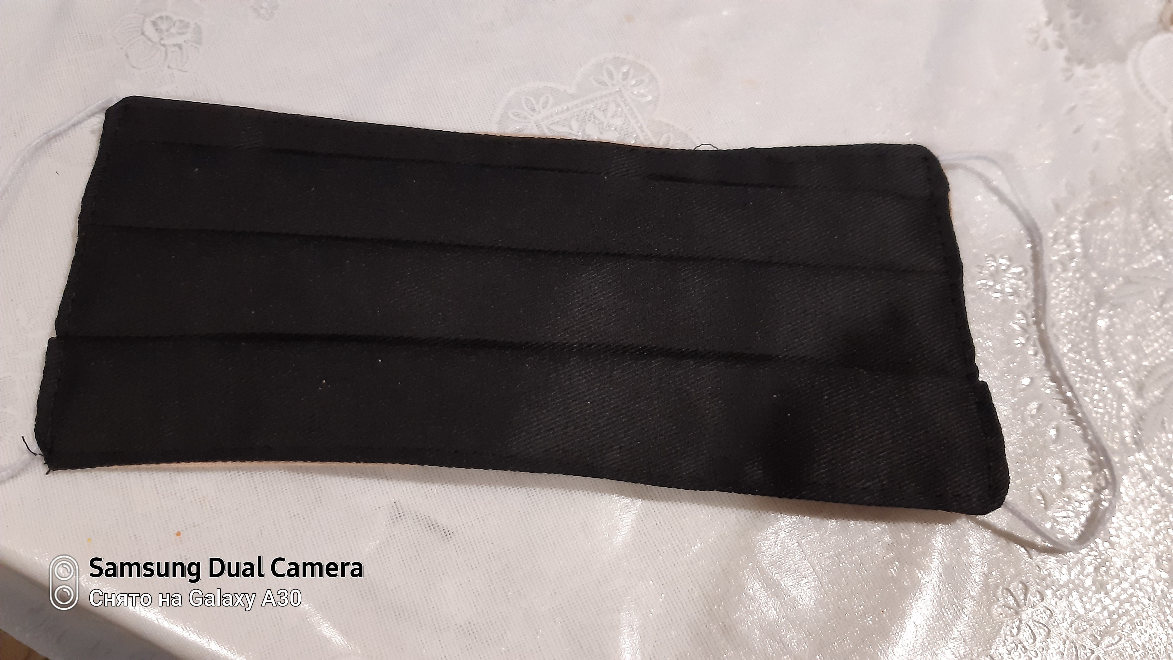 Фотография покупателя товара Маска тканевая для лица многоразовая, двухсторонняя, гармошка, цвет черный - Фото 2