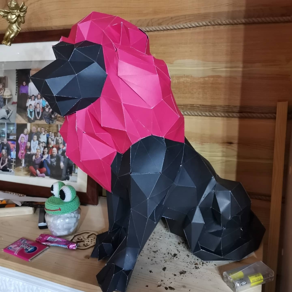 Фотография покупателя товара Набор для создания полигональной фигуры «Лев», 32.5 × 44 см