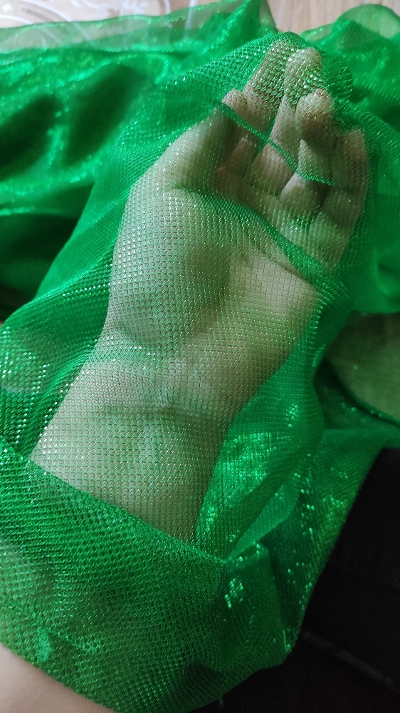 Фотография покупателя товара Трикотаж плательный, сетка, ширина 150 см, цвет зелёный - Фото 1