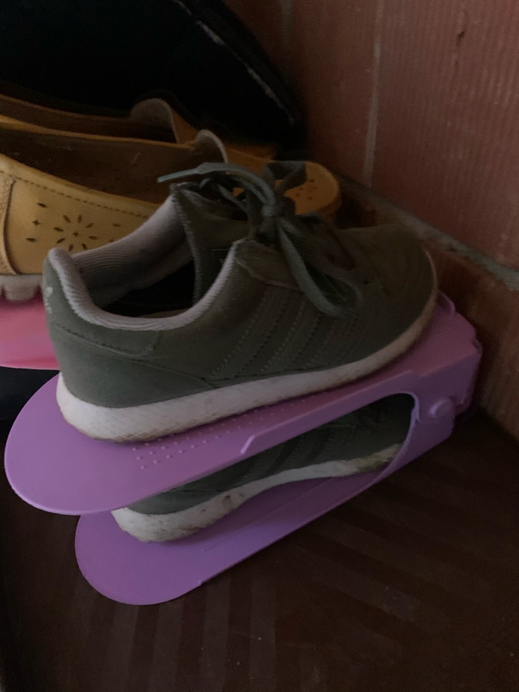 Фотография покупателя товара Подставка для хранения обуви регулируемая, 26×10×6 см, цвет мятный - Фото 6