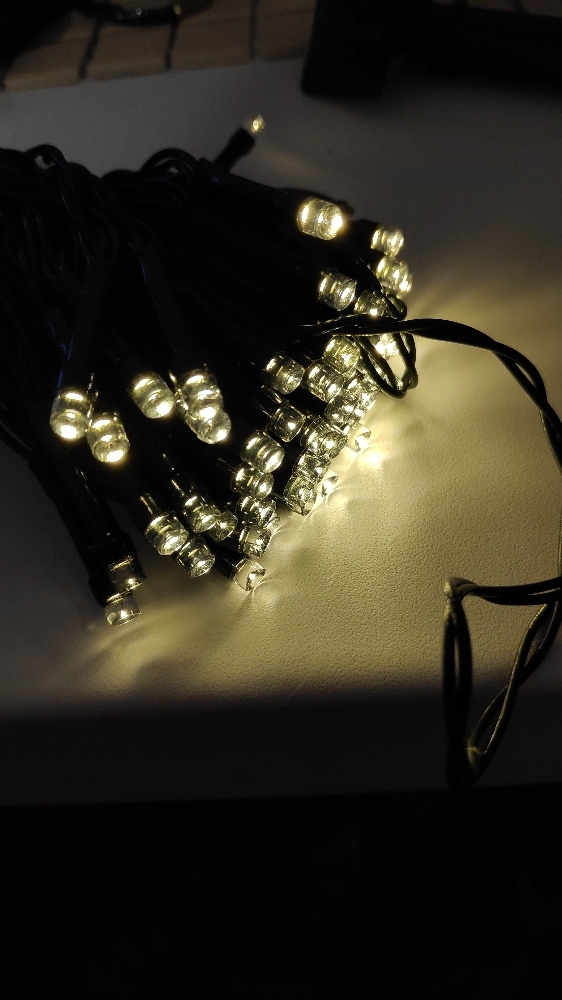 Фотография покупателя товара Гирлянда «Нить» 10 м, IP44, тёмная нить, 100 LED, свечение жёлтое, 2 режима, солнечная батарея - Фото 3