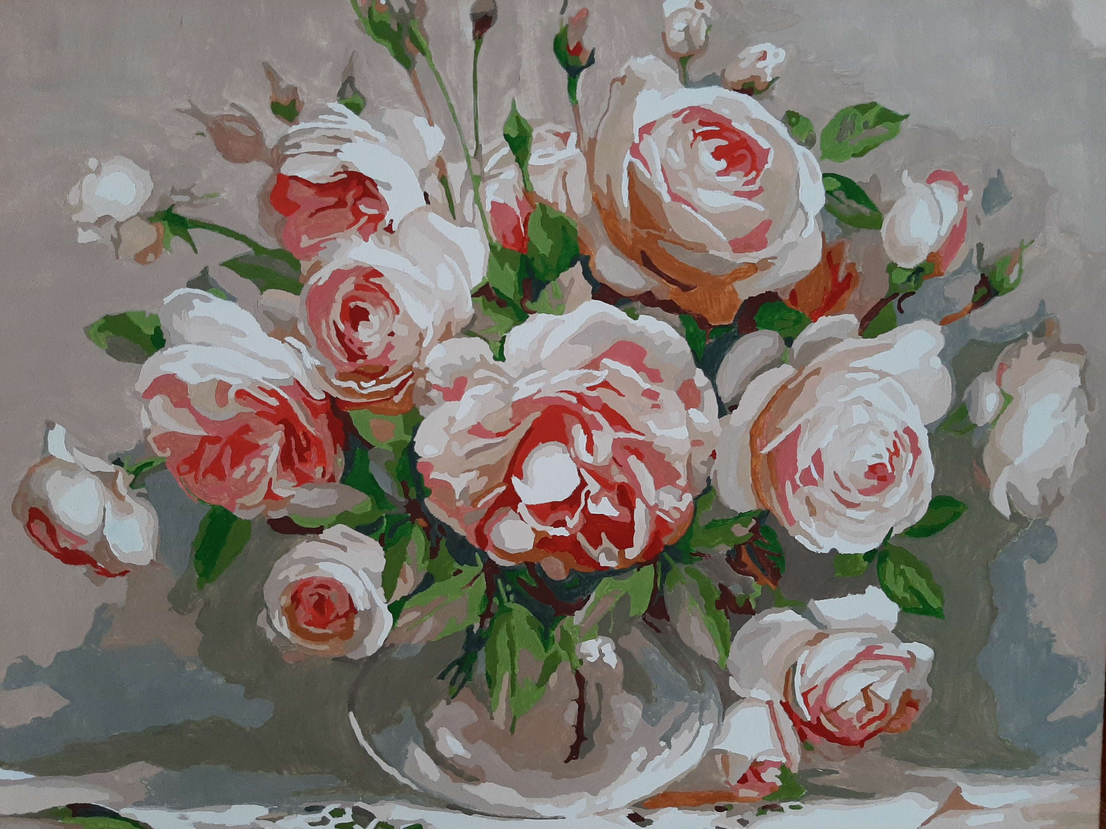 Фотография покупателя товара Картина по номерам «Пионовидные розы» 40×50 см - Фото 4