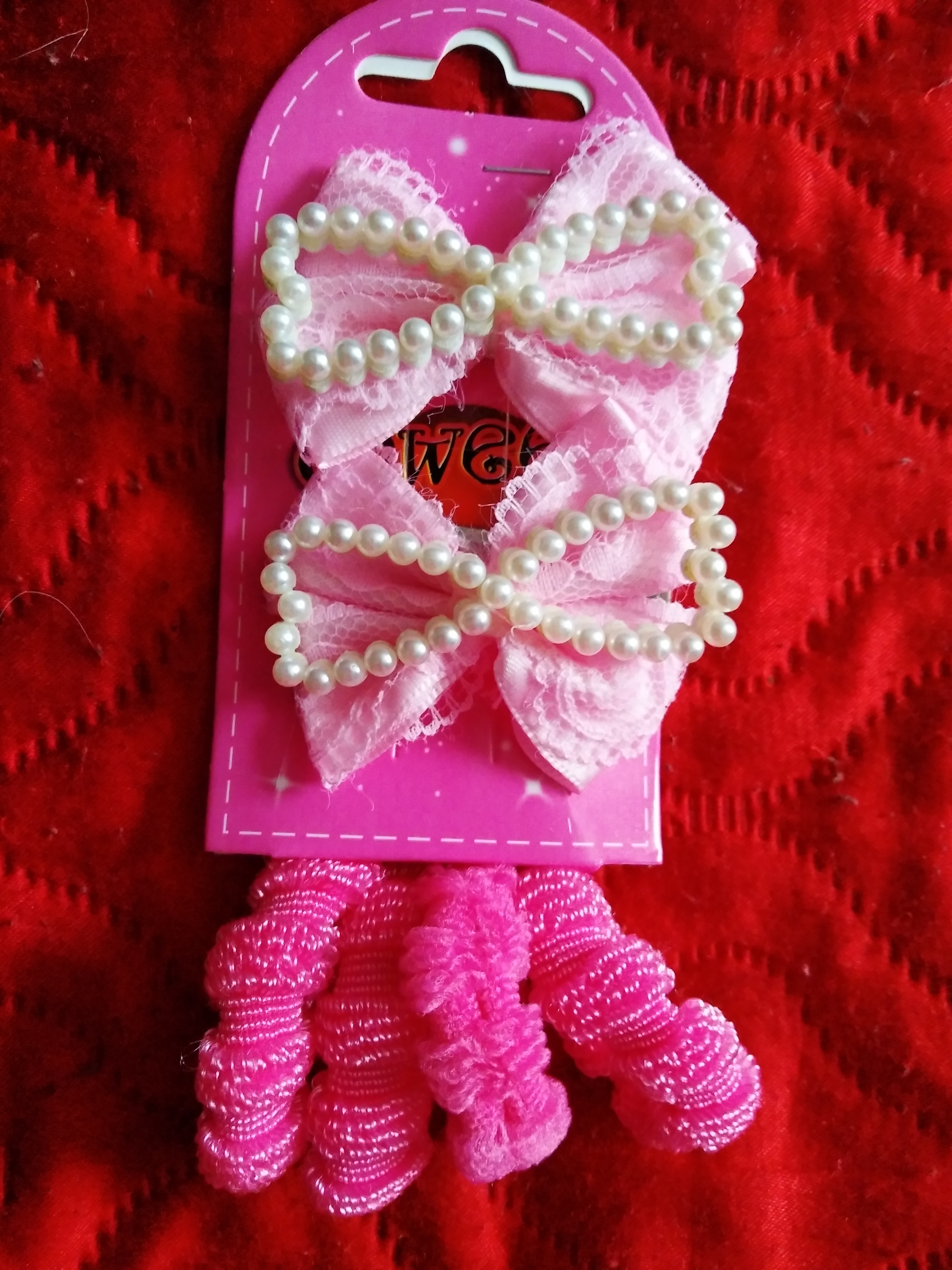 Фотография покупателя товара Набор для волос "Очаровашка" (2 зажима, 4 резинки) сердечки, розовый