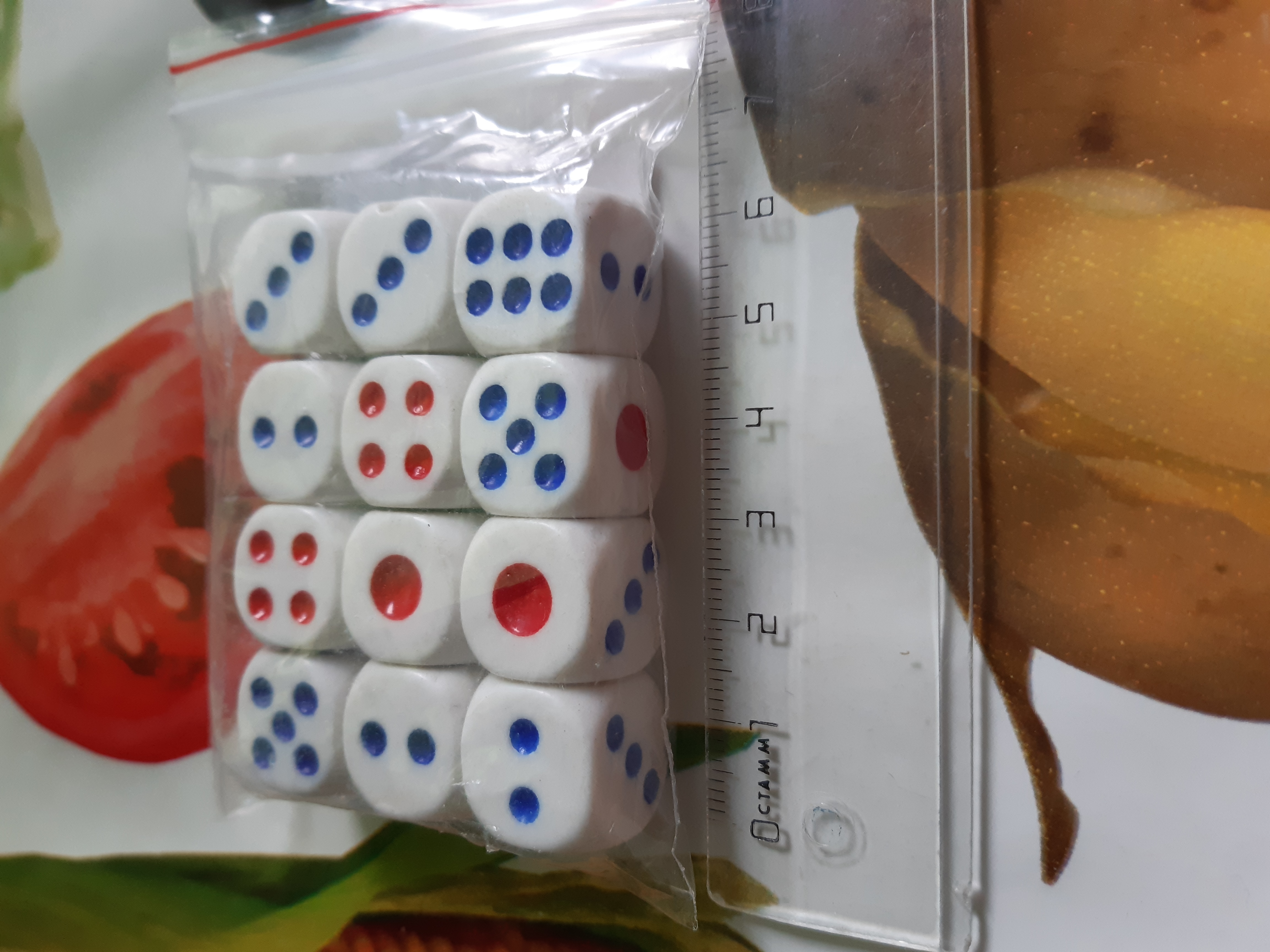 Фотография покупателя товара Кубики игральные, 1.6 х 1.6 см, 12 шт
