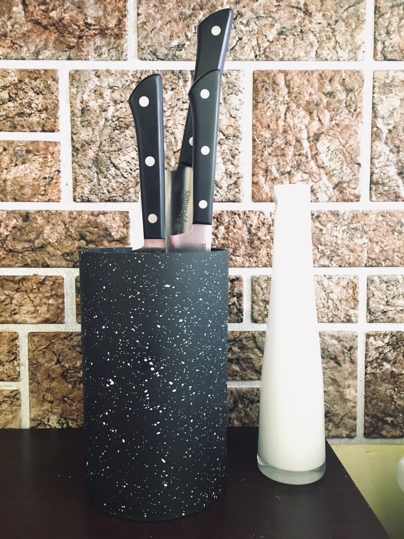 Фотография покупателя товара Подставка для ножей с наполнителем Доляна «Зефир», 11×18 см, цвет зелёный - Фото 4