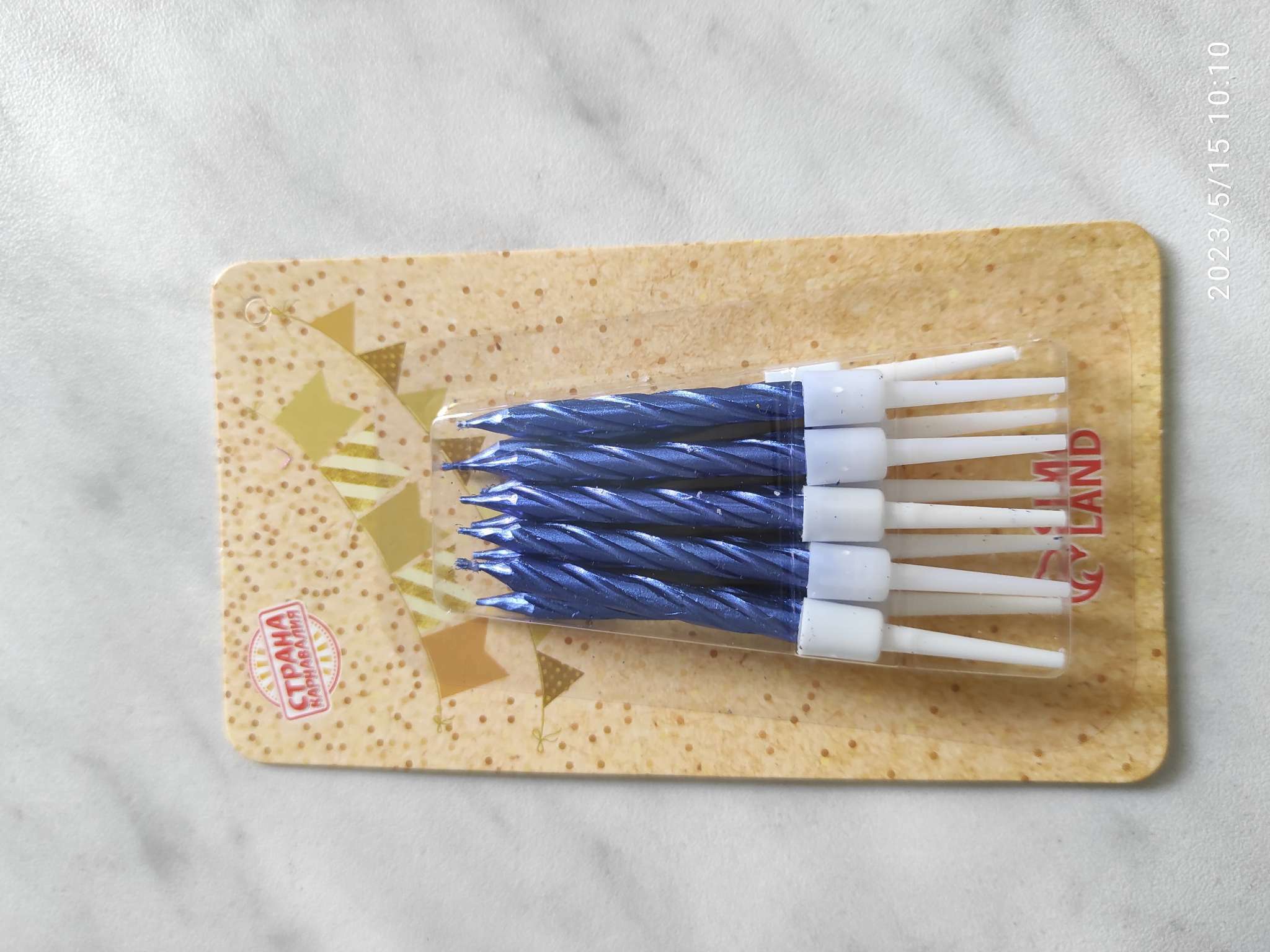 Фотография покупателя товара Свечи в торт «Спираль», 10 шт., средние, 5 см, золотой металлик - Фото 16