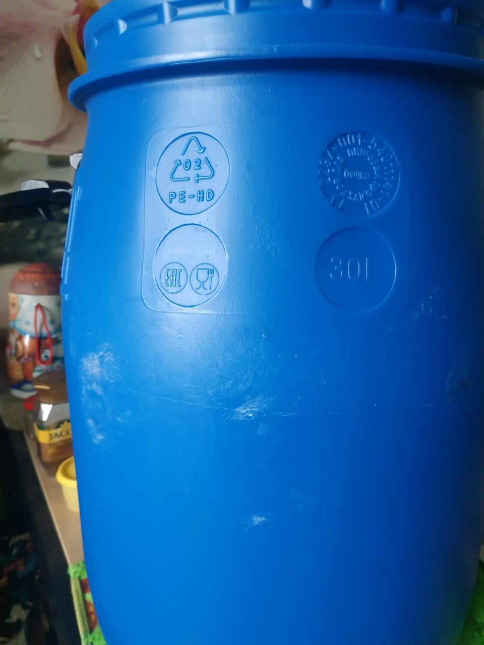 Фотография покупателя товара Фляга пищевая, 30 л, горловина 26 см, синяя, Open Top - Фото 2