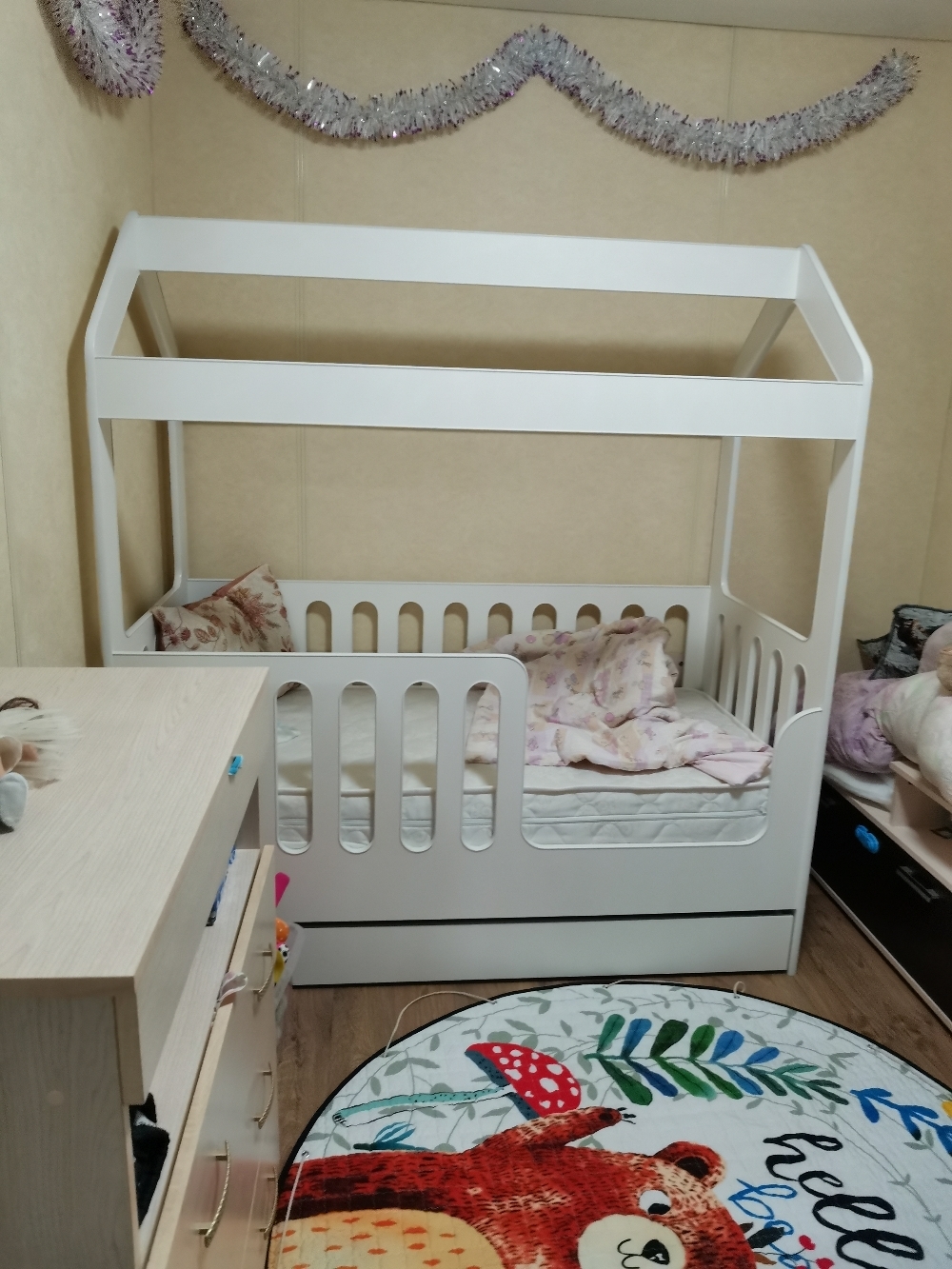 Фотография покупателя товара Детская кровать-домик с ящиком, белый, 800 × 1600 мм - Фото 3