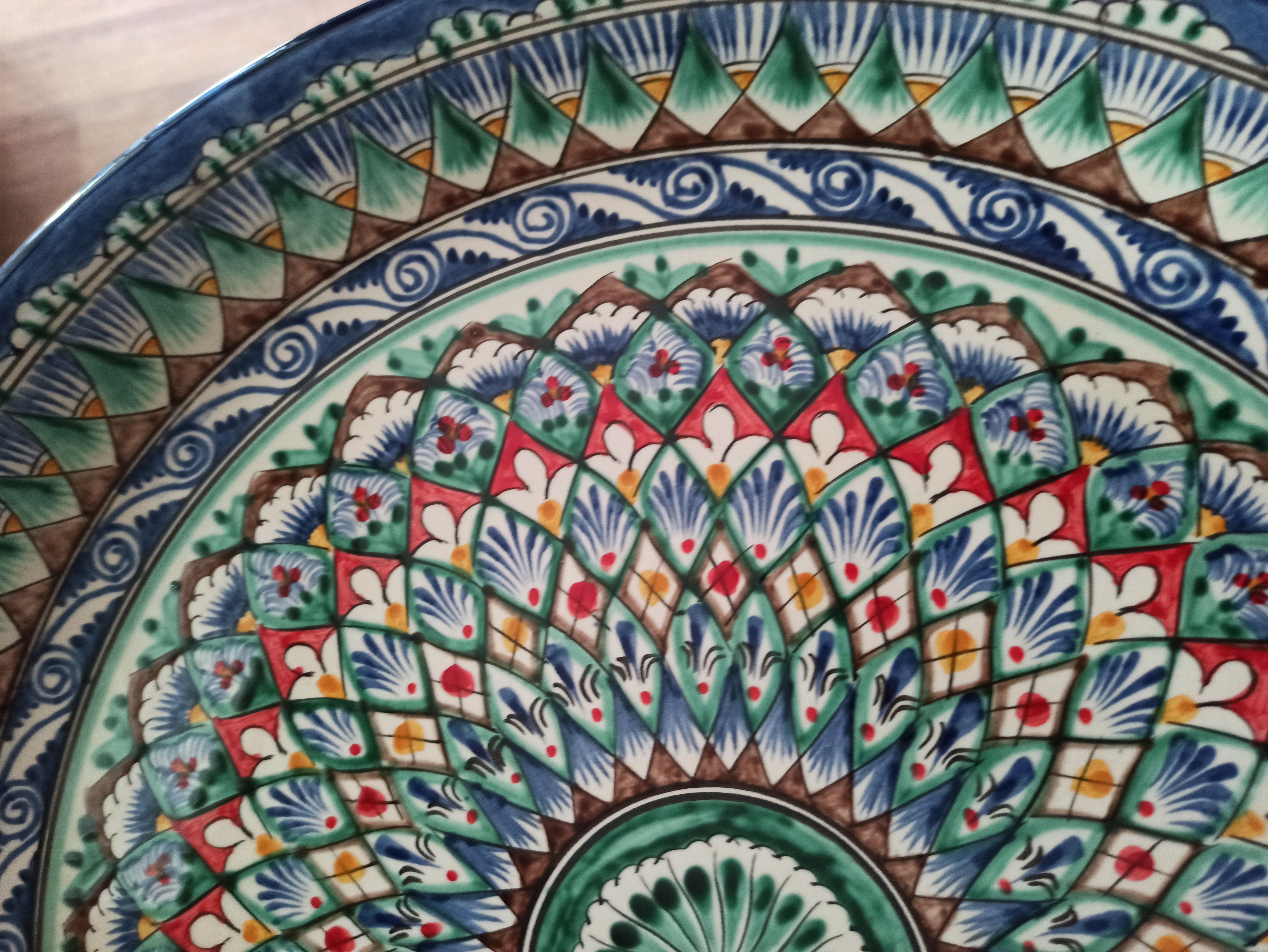 Фотография покупателя товара Ляган узбекский Риштанская керамика «Узоры», для плова, d=46 см, синий МИКС - Фото 6