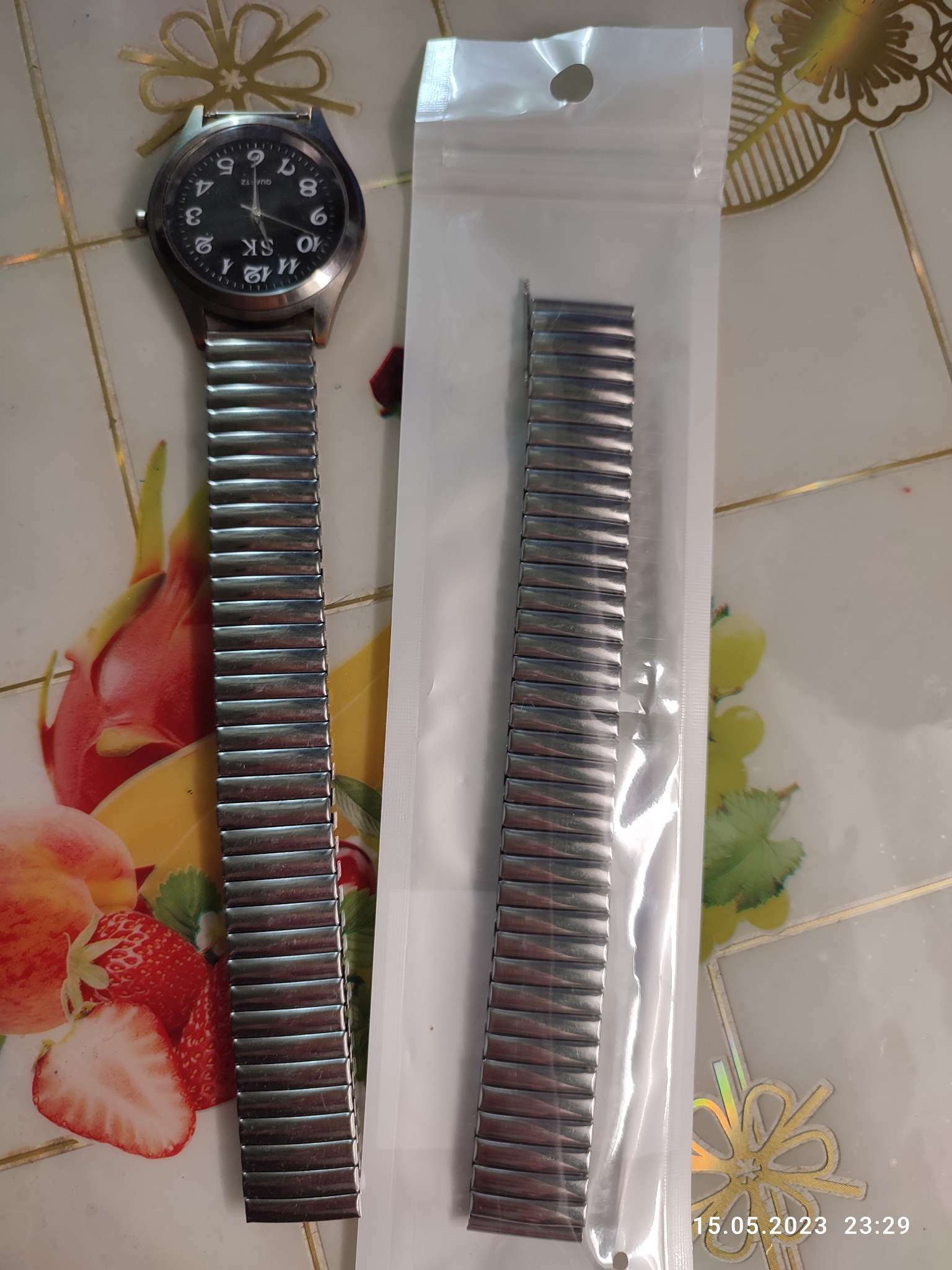 Фотография покупателя товара Ремешок для часов «Соломон», 18 мм, металл, длина 15.5-26 см, серебристый - Фото 1