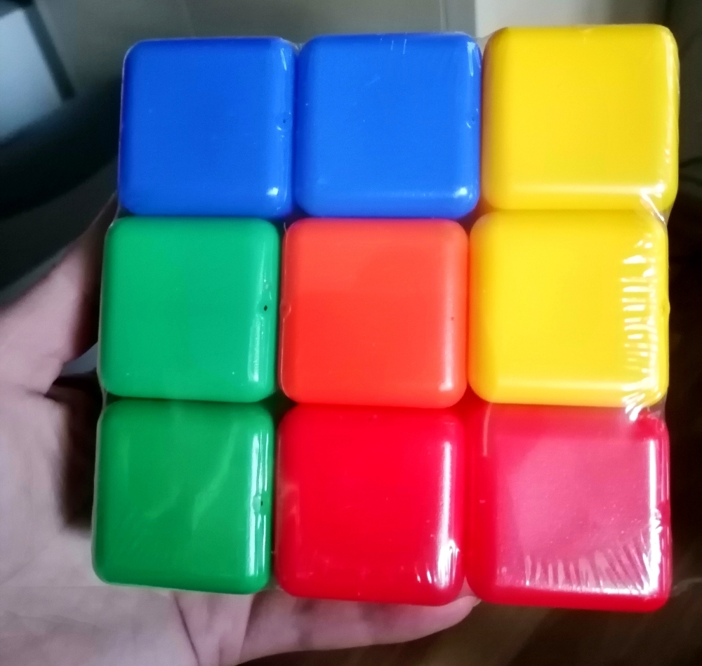 Фотография покупателя товара Набор цветных кубиков, 9 штук, 4 × 4 см - Фото 2