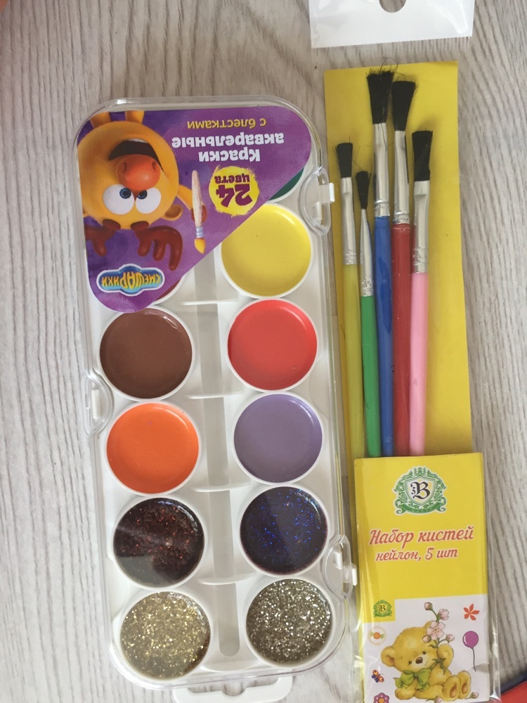 Фотография покупателя товара Набор кистей нейлон 5 штук, плоские, с пластиковыми цветными ручками - Фото 1