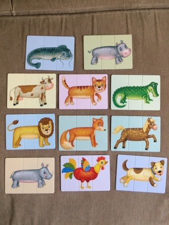 Фотография покупателя товара Развивающие карточки-пазлы «Зоопутаница: собираем картинки, слоги и слова», 33 карточки
