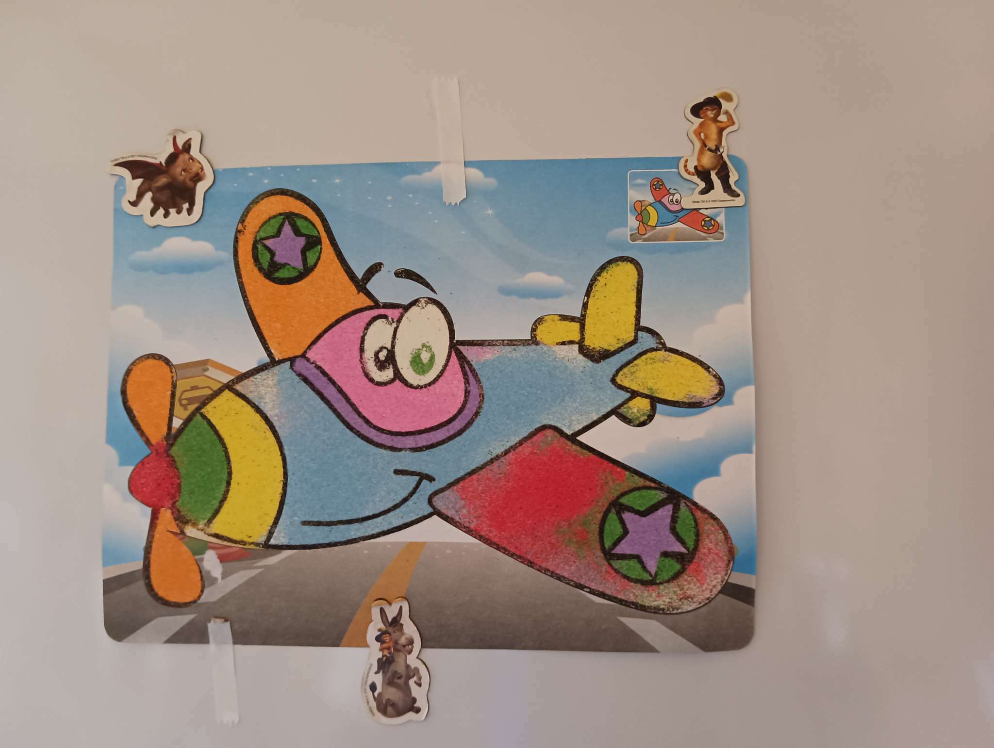 Фотография покупателя товара Фреска с цветным основанием «Самолет» 9 цветов песка по 2 г