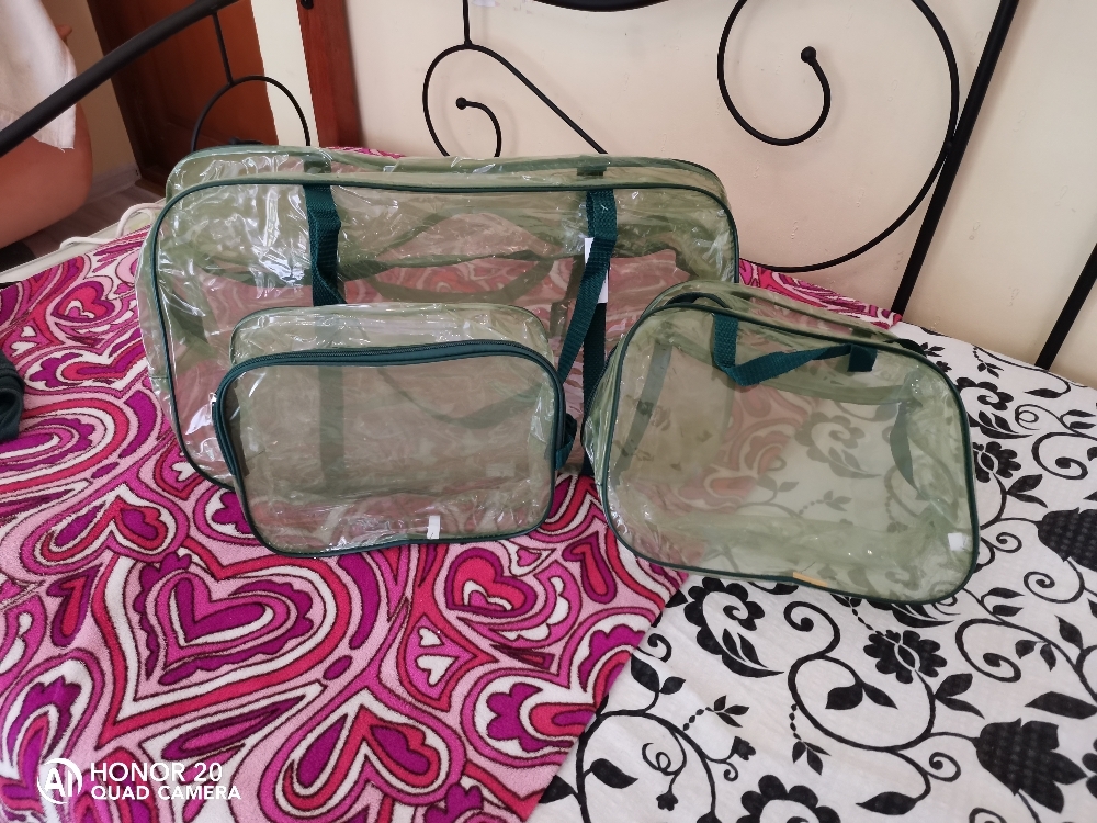 Фотография покупателя товара Набор сумок в роддом, 3 шт., цветной ПВХ, цвет зеленый МИКС