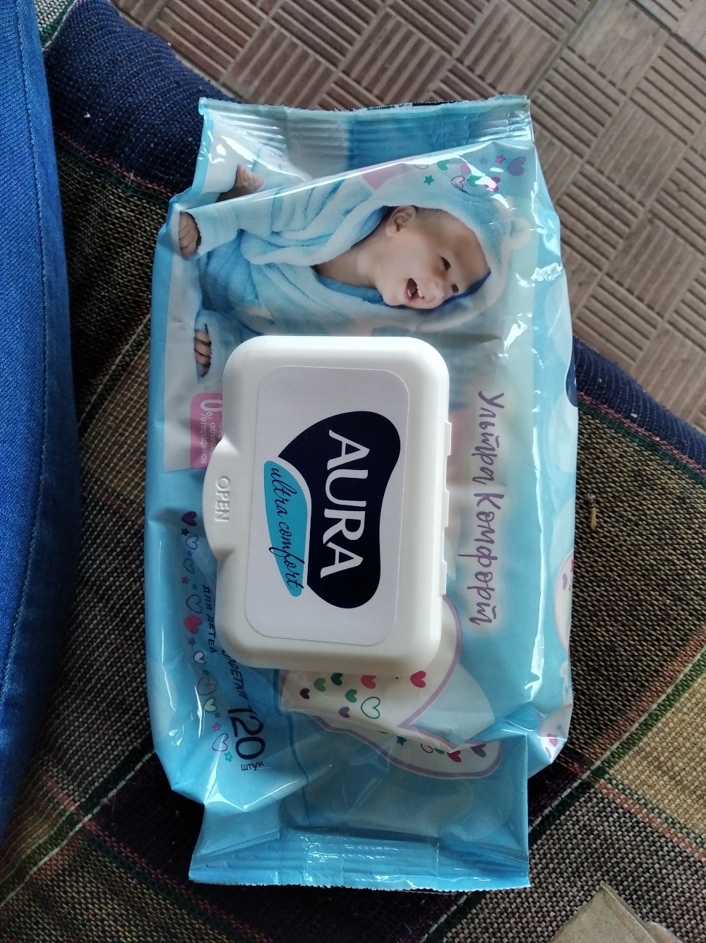 Фотография покупателя товара Влажные салфетки Aura Ultra Comfort, детские с экстрактом алоэ, 120 шт.