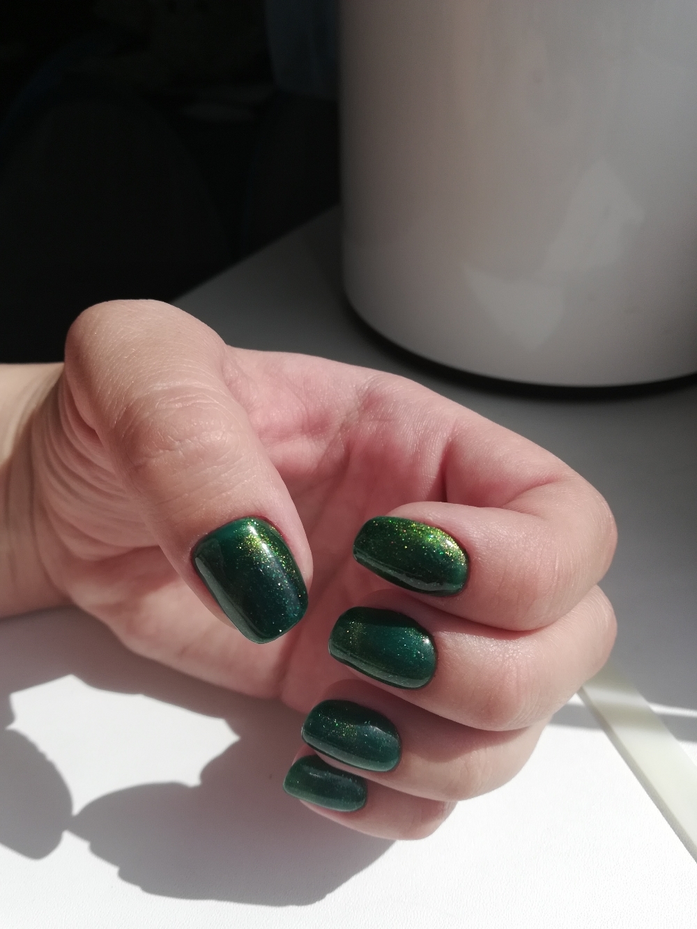 Фотография покупателя товара Гель-лак для ногтей 3D, с блёстками, трёхфазный LED/UV, под магнит, 10мл, цвет 33-075 зелёно-золотой
