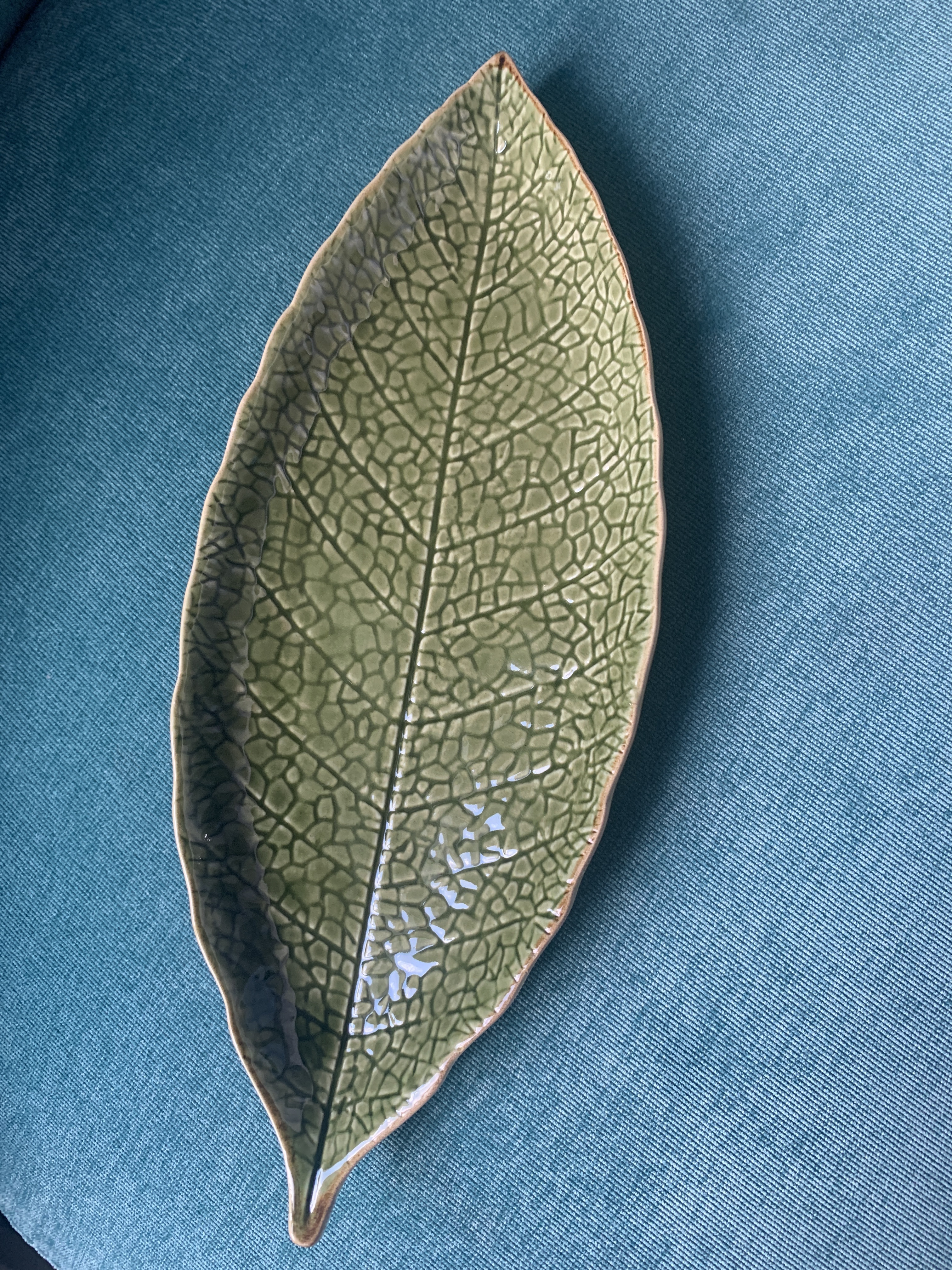 Фотография покупателя товара Блюдо керамическое сервировочное «Дендрарий», 26×10,5×1,5 см, цвет зелёный - Фото 2