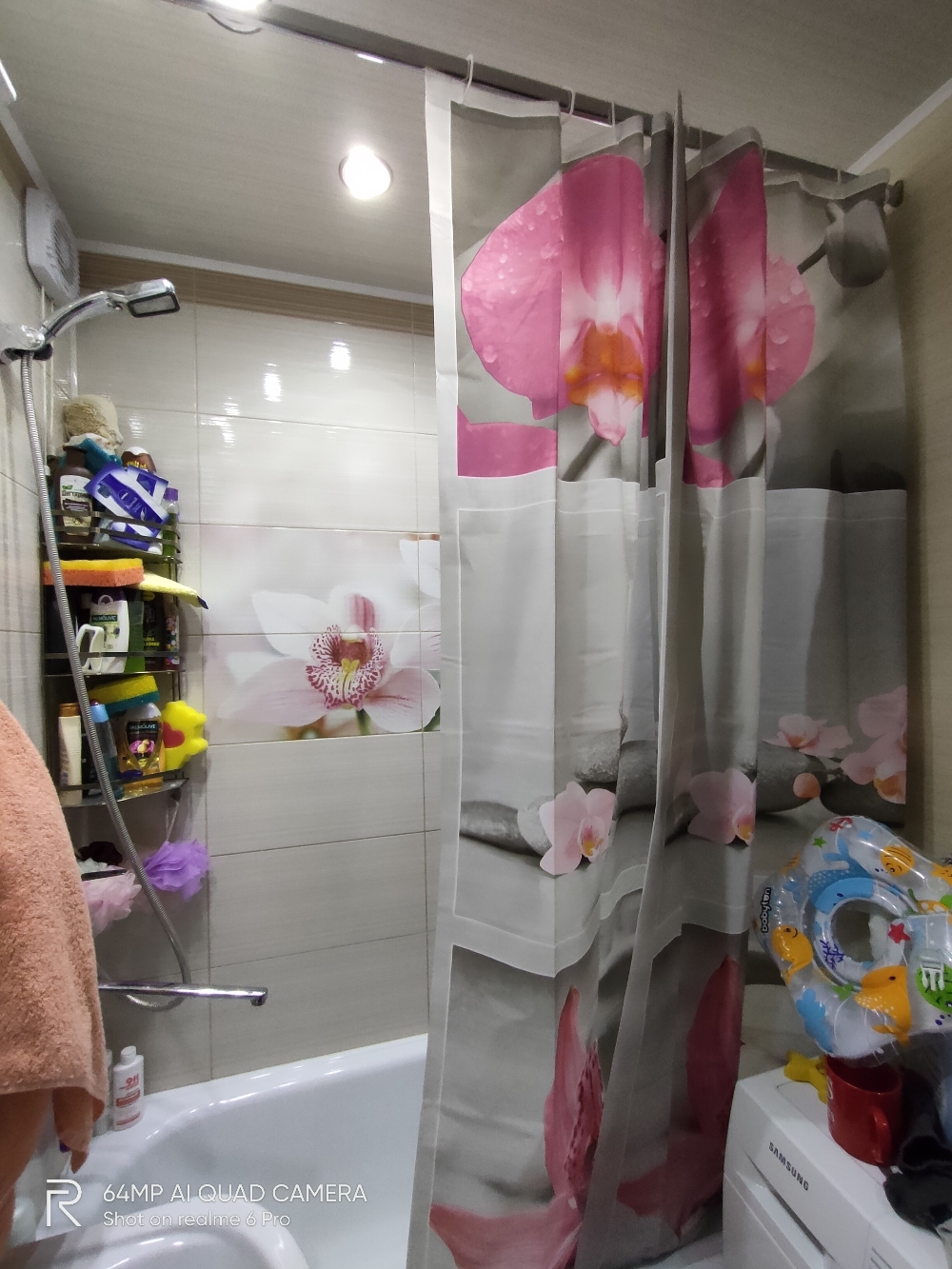 Фотография покупателя товара Штора для ванны Доляна «Камни и орхидея», 180×180 см, EVA