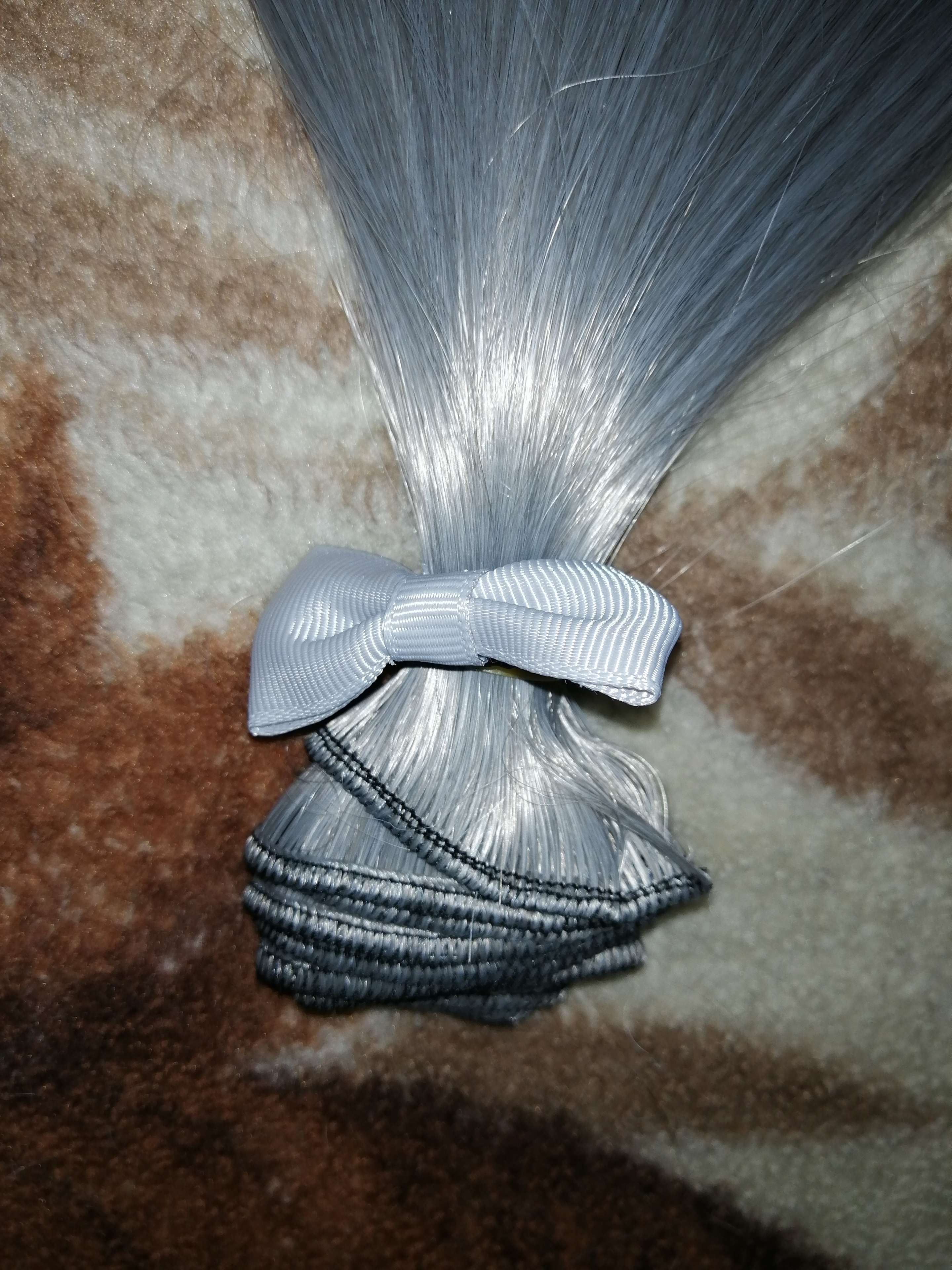 Фотография покупателя товара Волосы - тресс для кукол «Пепельно-серые прямые», длина волос: 25 см, ширина: 150 см - Фото 4